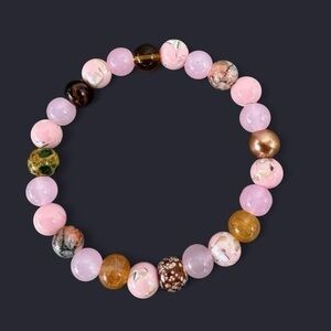 Dusty Rose Glass Bead Bracelet 8mm